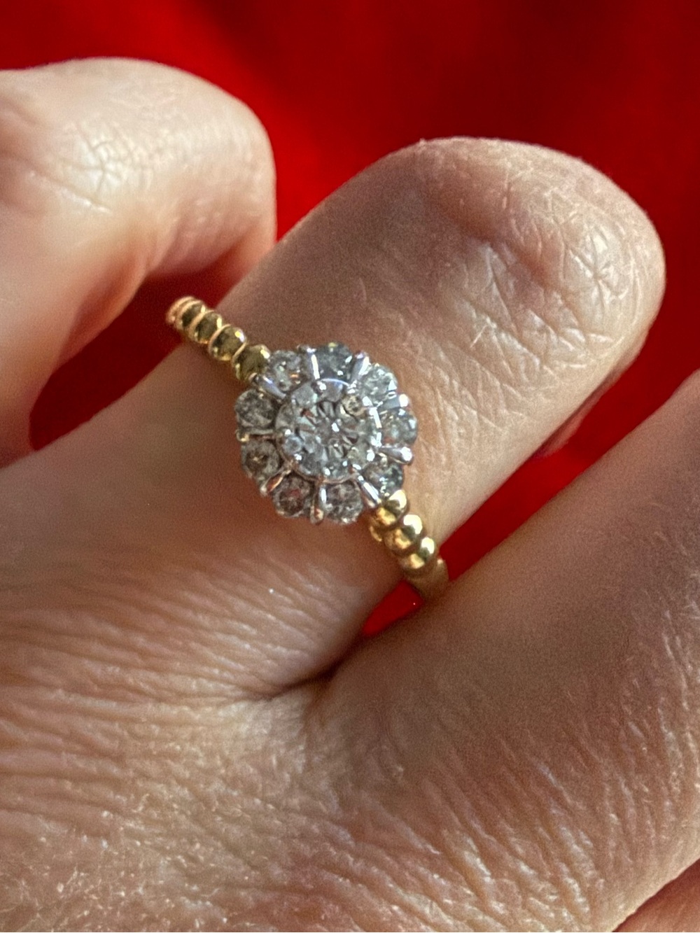 925 Sterling Silver Gold-Plated Lab Diamond Cluster Ring (.40 CTW)